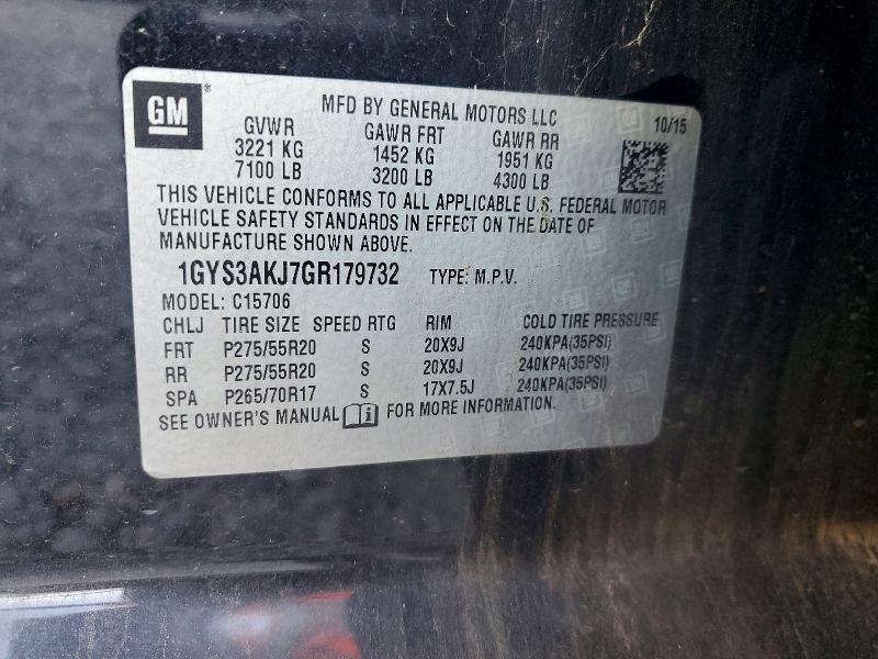 2016 Cadillac Escalade მანქანა იყიდება აუქციონზე, vin: 1GYS3AKJ7GR179732, აუქციონის ნომერი: 55923126