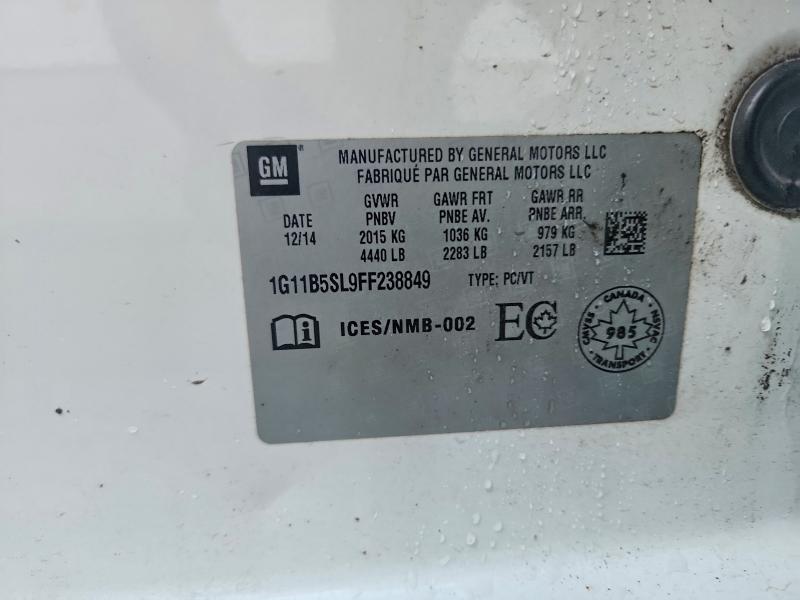 Aukcja sprzedaży 2015 Chevrolet Malibu, vin: 1G11B5SL9FF238849, numer aukcji: 58227136
