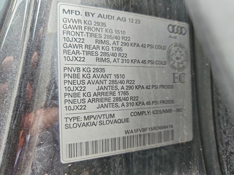 Продажа на аукционе авто 2024 Audi Q8, vin: WA1FVBF15RD006416, номер лота: 54389246