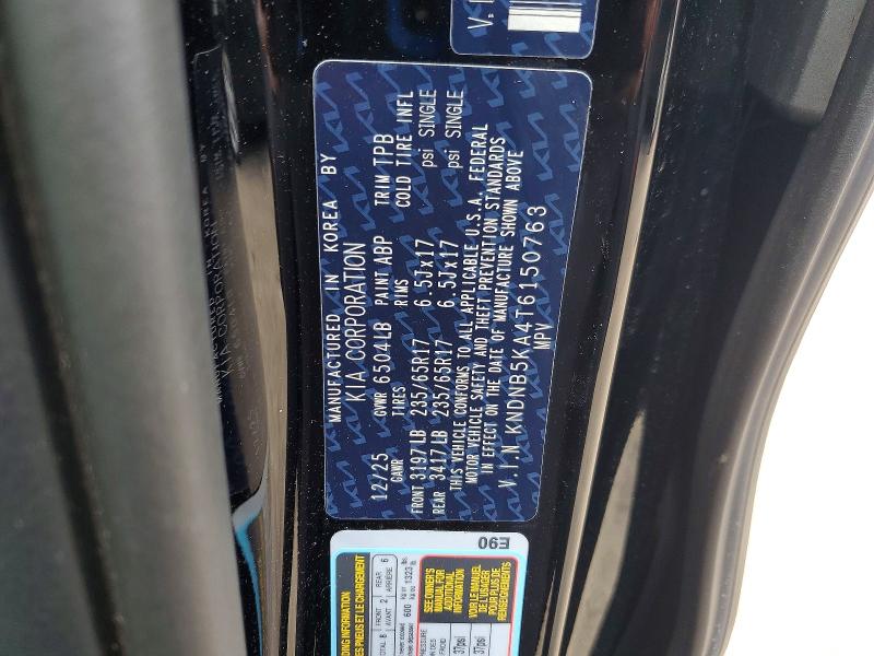 Aukcja sprzedaży 2026 Kia Carnival, vin: KNDNB5KA4T6150763, numer aukcji: 58194896