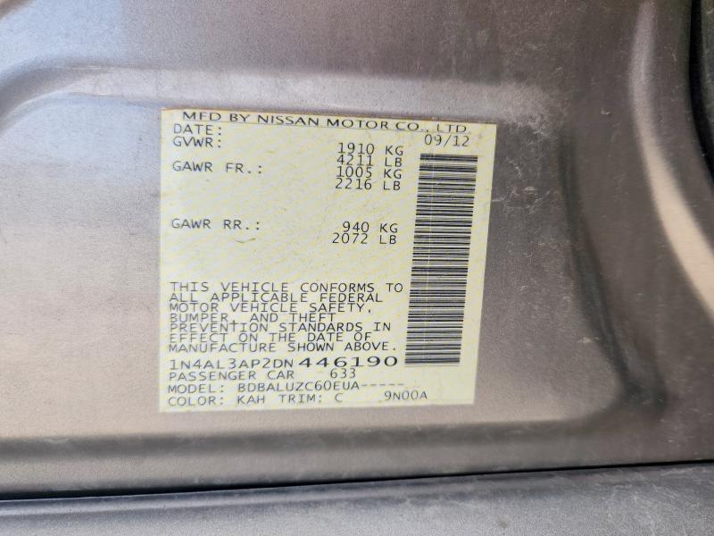 2013 Nissan Altima მანქანა იყიდება აუქციონზე, vin: 1N4AL3AP2DN446190, აუქციონის ნომერი: 58323236
