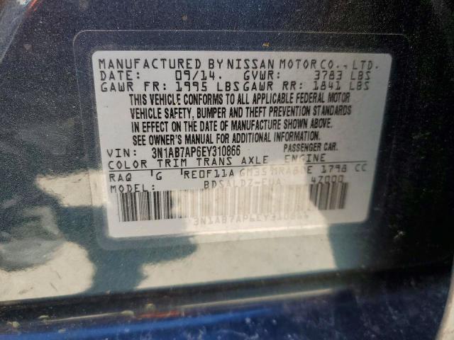 Продаж на аукціоні авто 2014 Nissan Sentra, vin: 3N1AB7AP6EY310866, номер лоту: 56314776