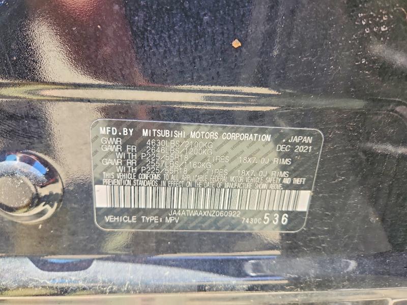55056246 :رقم المزاد ، JA4ATWAAXNZ060922 vin ، 2022 Mitsubishi Eclipse Cross مزاد بيع