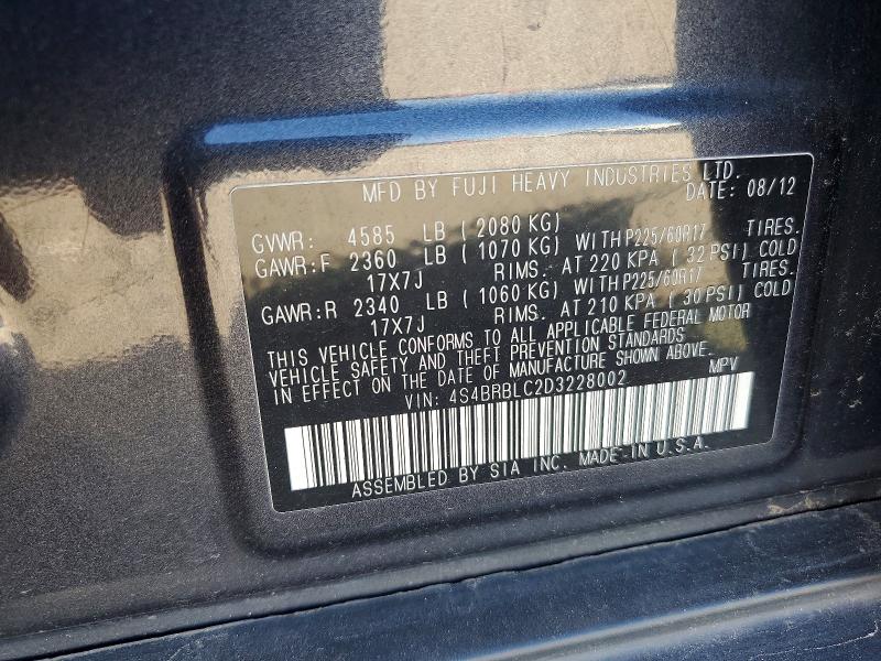 2013 Subaru Outback მანქანა იყიდება აუქციონზე, vin: 4S4BRBLC2D3228002, აუქციონის ნომერი: 57019096