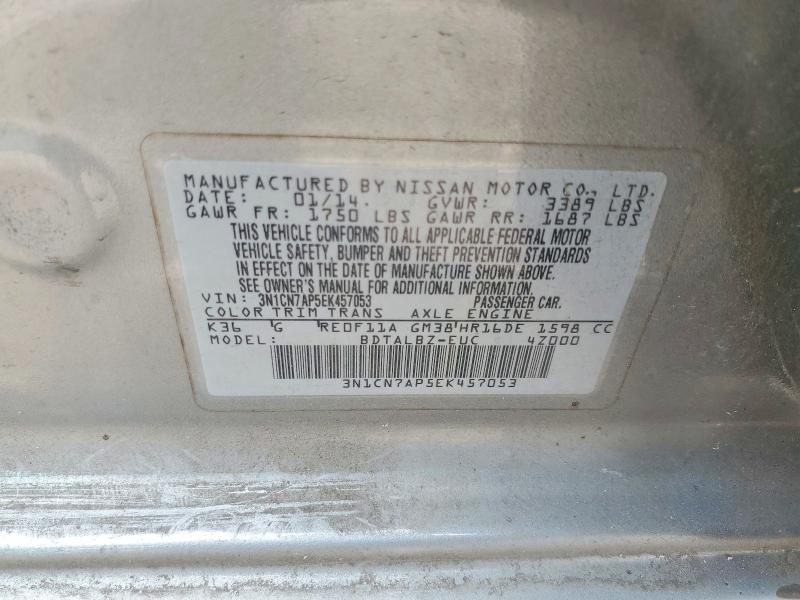 Aukcja sprzedaży 2014 Nissan Versa, vin: 3N1CN7AP5EK457053, numer aukcji: 56960106