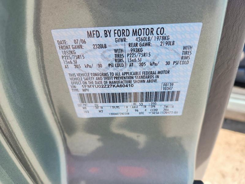 Aukcja sprzedaży 2007 Ford Escape, vin: 1FMYU02Z27KA60410, numer aukcji: 58655056
