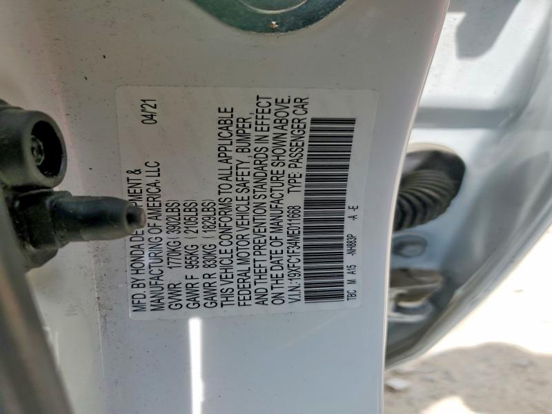 Aukcja sprzedaży 2021 Honda Civic, vin: 19XFC1F34ME011668, numer aukcji: 55749486