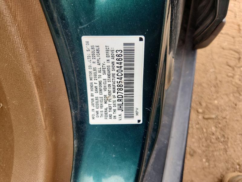 55652266 :رقم المزاد ، JHLRD78854C044663 vin ، 2004 Honda Cr-v مزاد بيع