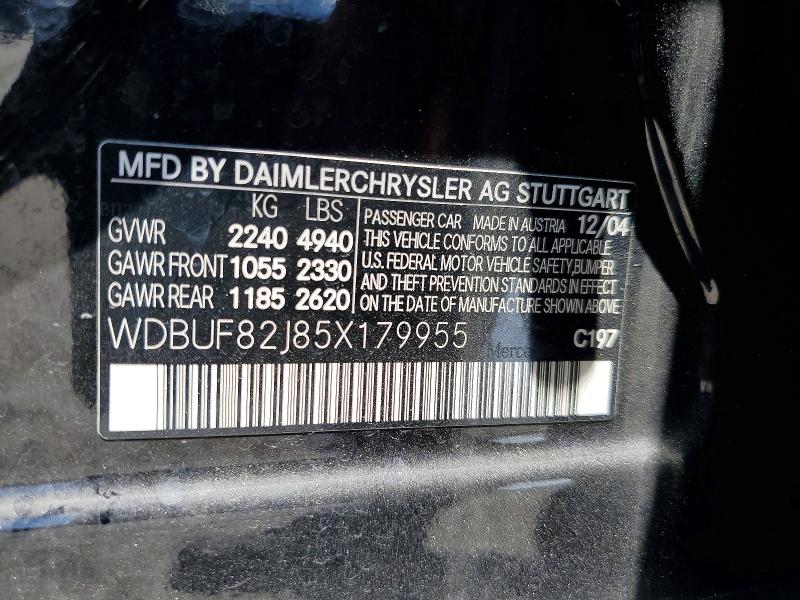 56700736 :رقم المزاد ، WDBUF82J85X179955 vin ، 2005 Mercedes-benz E-class E320 مزاد بيع