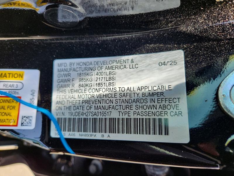 56652496 :رقم المزاد ، 19UDE4H27SA016517 vin ، 2025 Acura Integra مزاد بيع