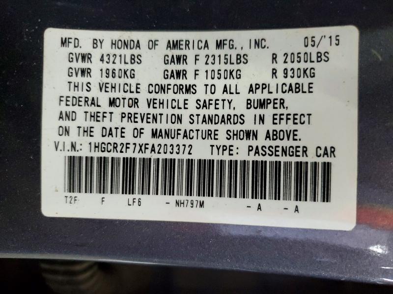 Продаж на аукціоні авто 2015 Honda Accord, vin: 1HGCR2F7XFA203372, номер лоту: 57663856