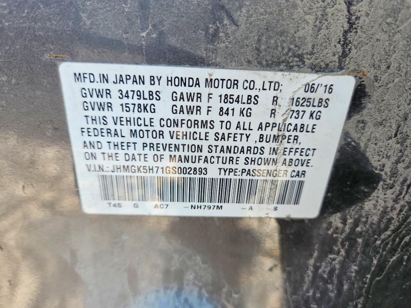 Aukcja sprzedaży 2016 Honda Fit, vin: JHMGK5H71GS002893, numer aukcji: 57135056