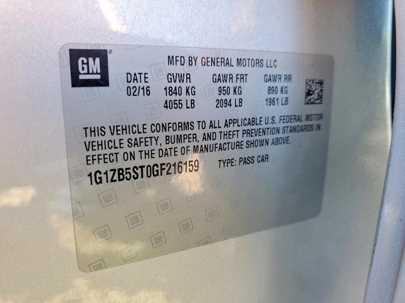 Aukcja sprzedaży 2016 Chevrolet Malibu, vin: 1G1ZB5ST0GF216159, numer aukcji: 57432876