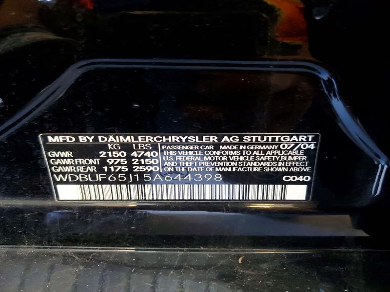 Aukcja sprzedaży 2005 Mercedes-benz E-class, vin: WDBUF65J15A644398, numer aukcji: 55085436