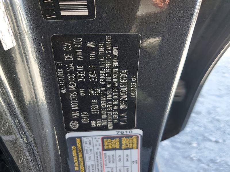 2020 Kia Forte მანქანა იყიდება აუქციონზე, vin: 3KPF24AD9LE167904, აუქციონის ნომერი: 58401256