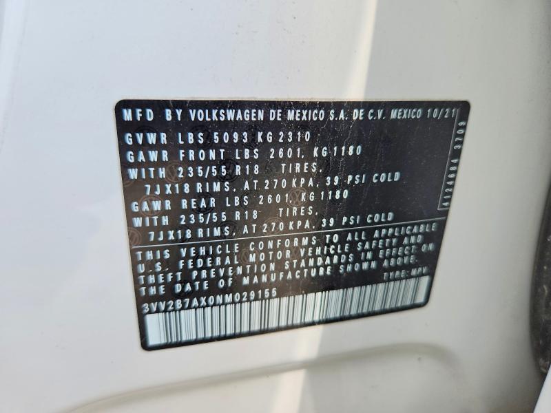 Продажа на аукционе авто 2022 Volkswagen Tiguan, vin: 3VV2B7AX0NM029155, номер лота: 58934686