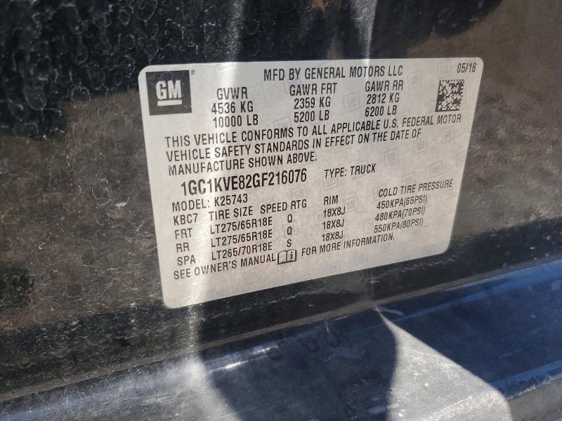 Aukcja sprzedaży 2016 Chevrolet Silverado, vin: 1GC1KVE82GF216076, numer aukcji: 58475256
