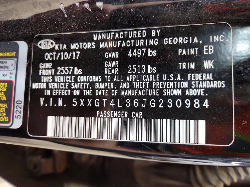 Продаж на аукціоні авто 2018 Kia Optima, vin: 5XXGT4L36JG230984, номер лоту: 57967956