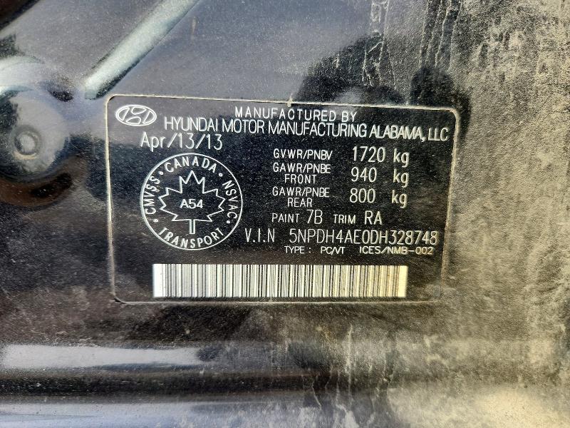 Продажа на аукционе авто 2013 Hyundai Elantra, vin: 5NPDH4AE0DH328748, номер лота: 54504626