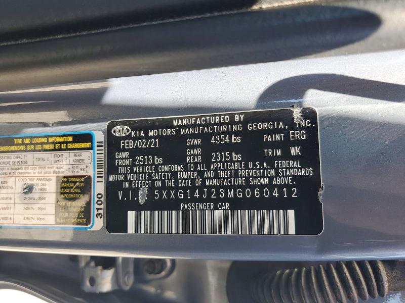55078606 :رقم المزاد ، 5XXG14J23MG060412 vin ، 2021 Kia K5 مزاد بيع