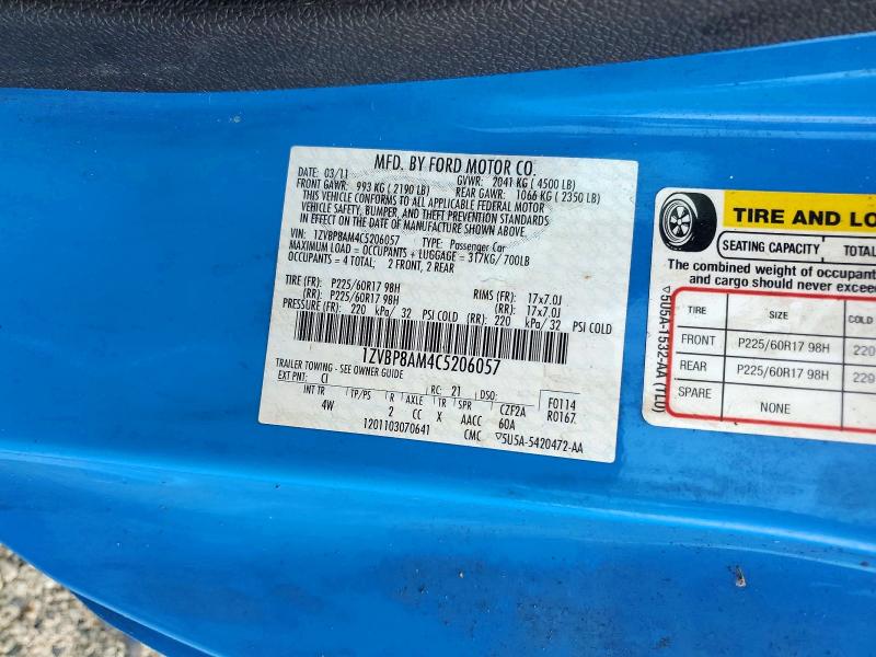 Продажа на аукционе авто 2012 Ford Mustang, vin: 1ZVBP8AM4C5206057, номер лота: 56264576