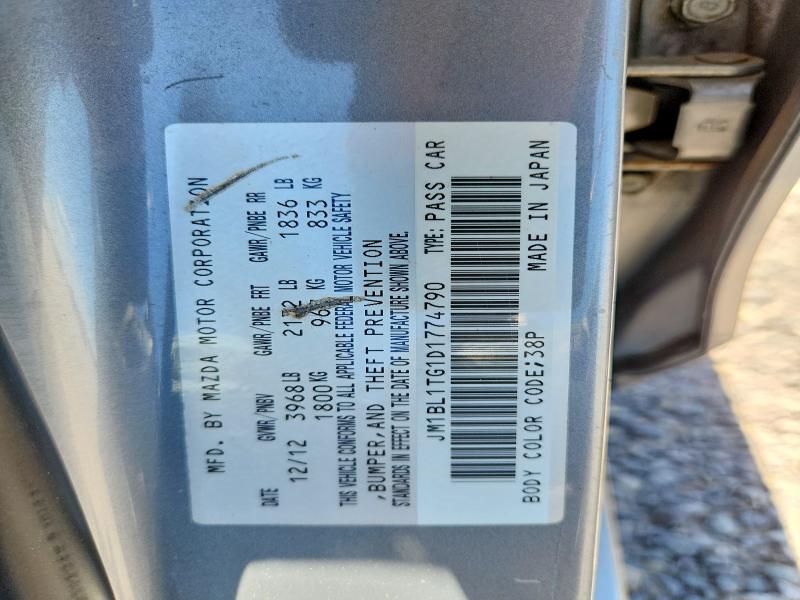 57199836 :رقم المزاد ، JM1BL1TG1D1774790 vin ، 2013 Mazda 3 مزاد بيع