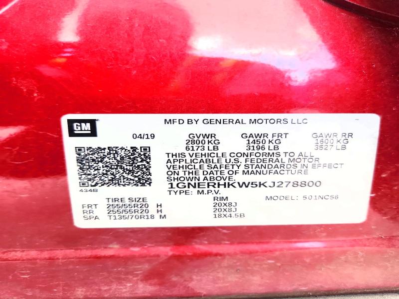 Продаж на аукціоні авто 2019 Chevrolet Traverse, vin: 1GNERHKW5KJ278800, номер лоту: 57225916