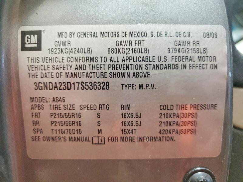 2007 Chevrolet Hhr მანქანა იყიდება აუქციონზე, vin: 3GNDA23D17S536328, აუქციონის ნომერი: 55967686