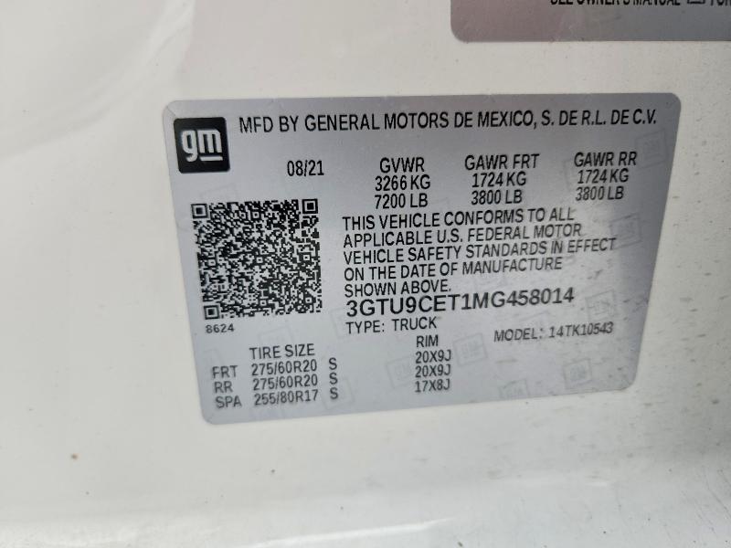 Aukcja sprzedaży 2021 Gmc Sierra, vin: 3GTU9CET1MG458014, numer aukcji: 55822096