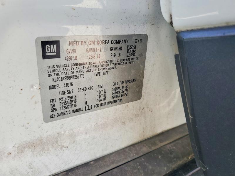 Продажа на аукционе авто 2017 Buick Encore, vin: KL4CJASB6HB252778, номер лота: 57549806