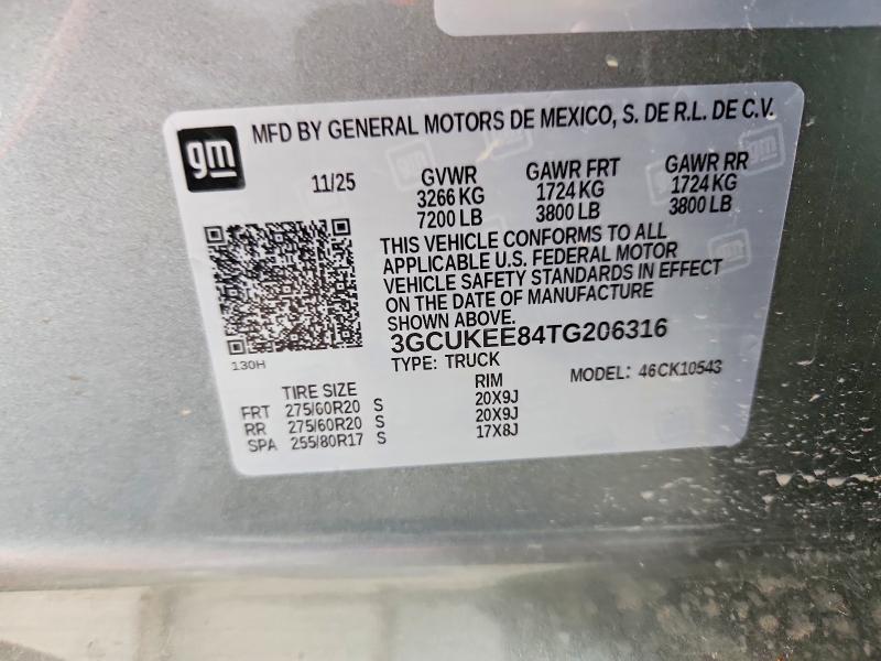 Aukcja sprzedaży 2026 Chevrolet Silverado, vin: 3GCUKEE84TG206316, numer aukcji: 56485956