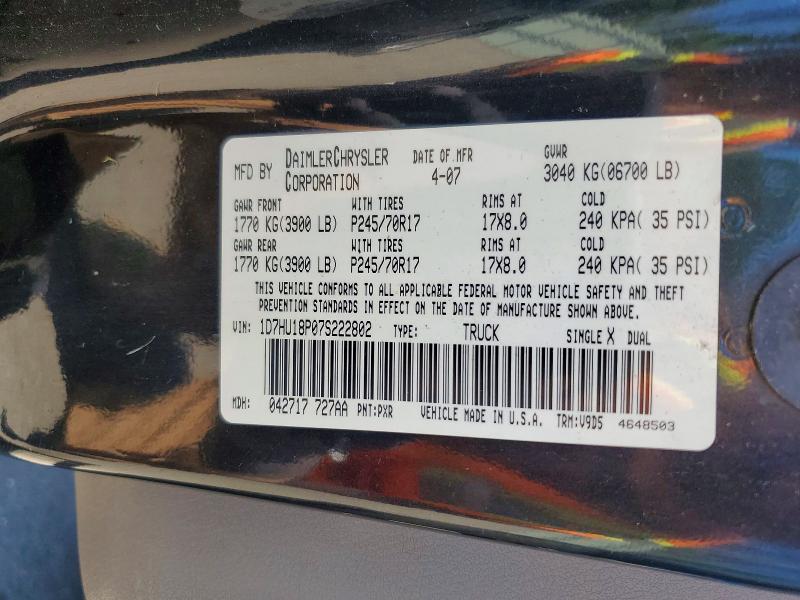Продаж на аукціоні авто 2007 Dodge Ram 1500, vin: 1D7HU18P07S222802, номер лоту: 56124686