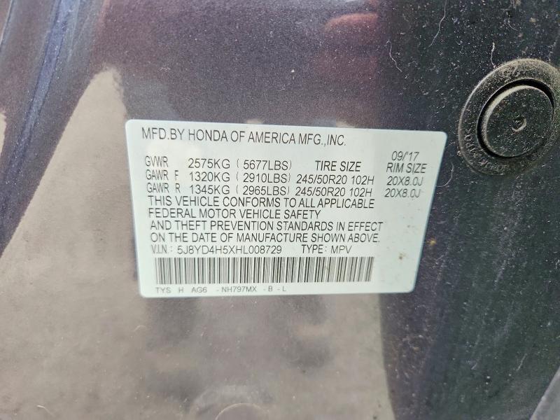 Aukcja sprzedaży 2017 Acura Mdx, vin: 5J8YD4H5XHL008729, numer aukcji: 56670226
