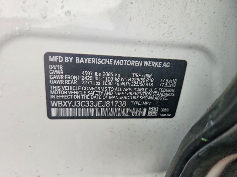Продаж на аукціоні авто 2018 Bmw X2, vin: WBXYJ3C33JEJ81738, номер лоту: 57836666
