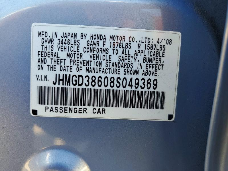 Продаж на аукціоні авто 2008 Honda Fit, vin: JHMGD38608S049369, номер лоту: 57169076