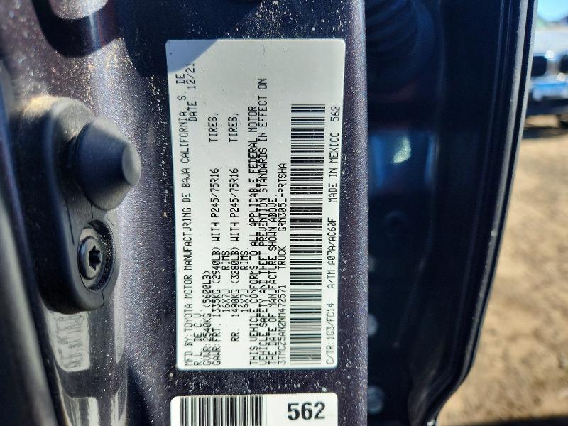 54945466 :رقم المزاد ، 3TMCZ5AN2NM472571 vin ، 2022 Toyota Tacoma مزاد بيع