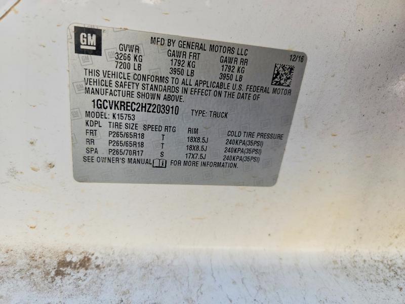 Aukcja sprzedaży 2017 Chevrolet Silverado, vin: 1GCVKREC2HZ203910, numer aukcji: 59139826