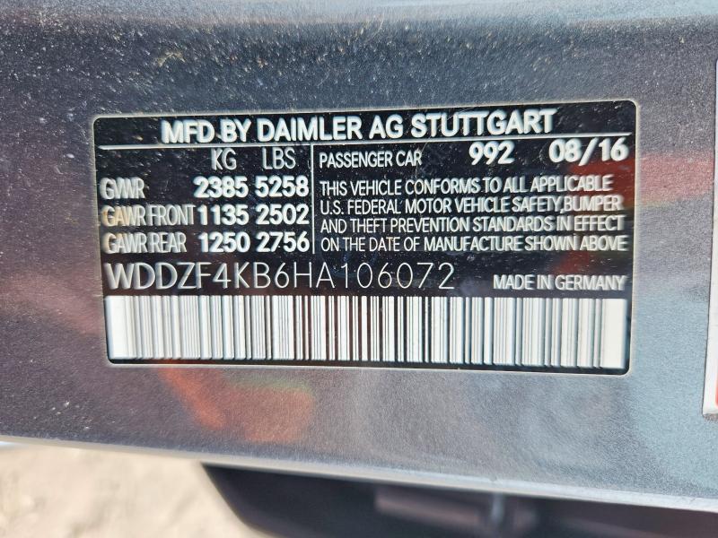 57609896 :رقم المزاد ، WDDZF4KB6HA106072 vin ، 2017 Mercedes-benz E مزاد بيع