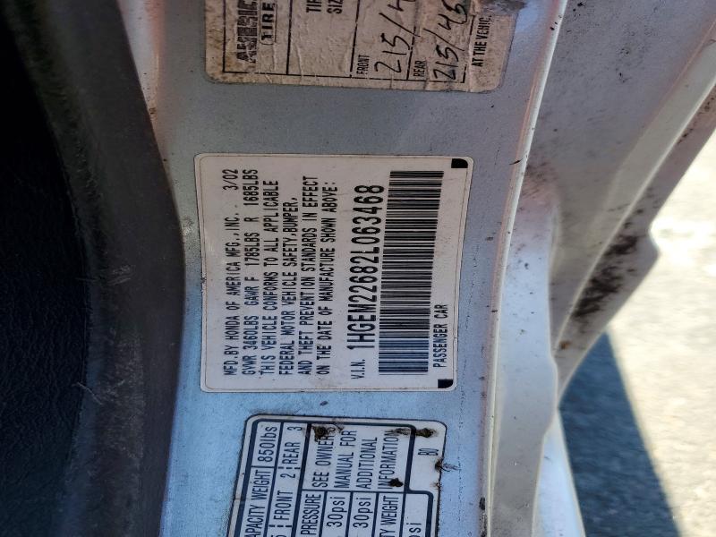 Aukcja sprzedaży 2002 Honda Civic, vin: 1HGEM22682L063468, numer aukcji: 57970706