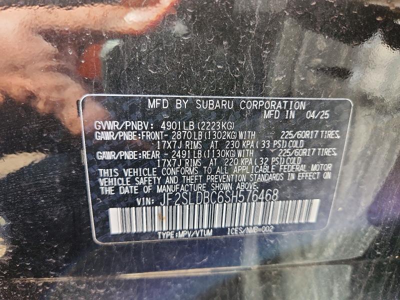 Продаж на аукціоні авто 2025 Subaru Forester, vin: JF2SLDBC6SH576468, номер лоту: 58021366