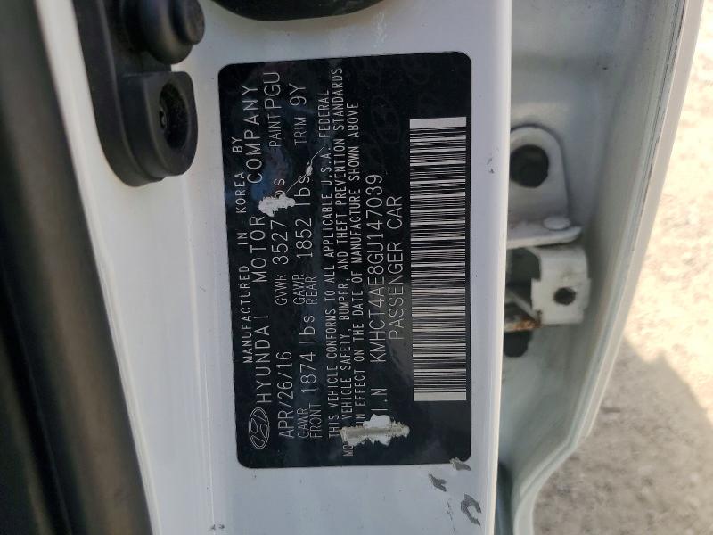 Aukcja sprzedaży 2016 Hyundai Accent, vin: KMHCT4AE8GU147039, numer aukcji: 58763146