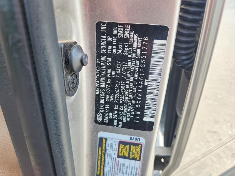 56328376 :رقم المزاد ، 5XYKT4A61FG551776 vin ، 2015 Kia Sorento مزاد بيع