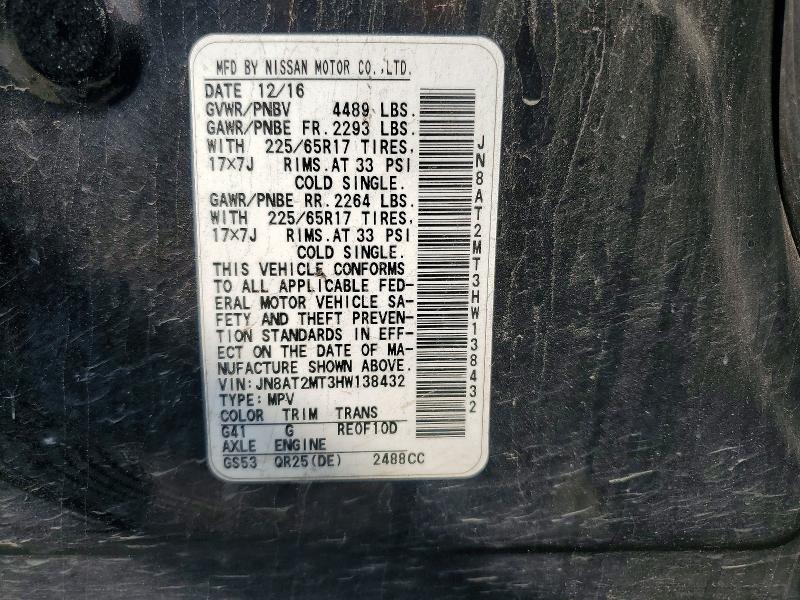 Auction sale of the 2017 Nissan Rogue, vin: JN8AT2MT3HW138432, lot number: 56491726