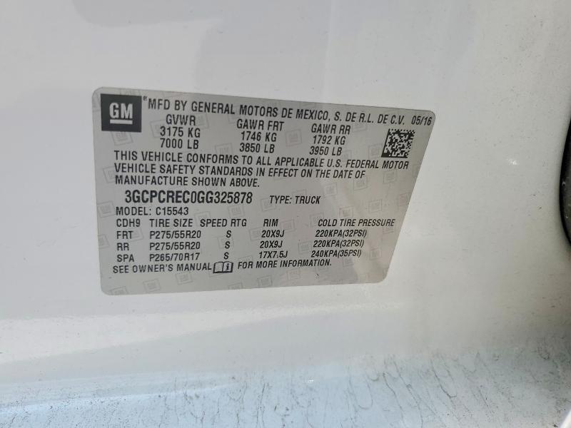 Продажа на аукционе авто 2016 Chevrolet Silverado, vin: 3GCPCREC0GG325878, номер лота: 58651846