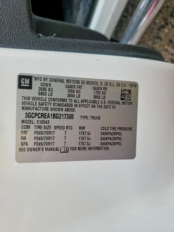 57329696 :رقم المزاد ، 3GCPCREA1BG217308 vin ، 2011 Chevrolet Silverado مزاد بيع