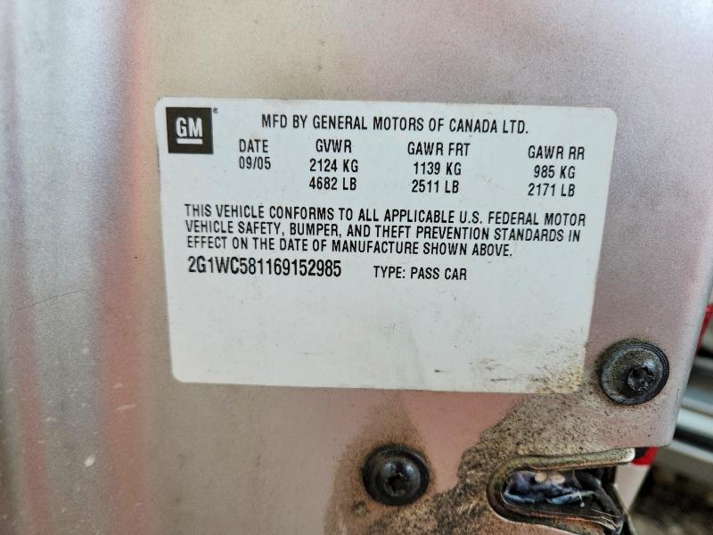 Продажа на аукционе авто 2006 Chevrolet Impala, vin: 2G1WC581169152985, номер лота: 58546136