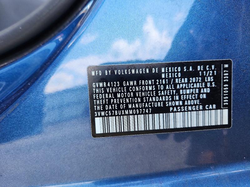 Aukcja sprzedaży 2021 Volkswagen Jetta, vin: 3VWC57BUXMM097747, numer aukcji: 58509096