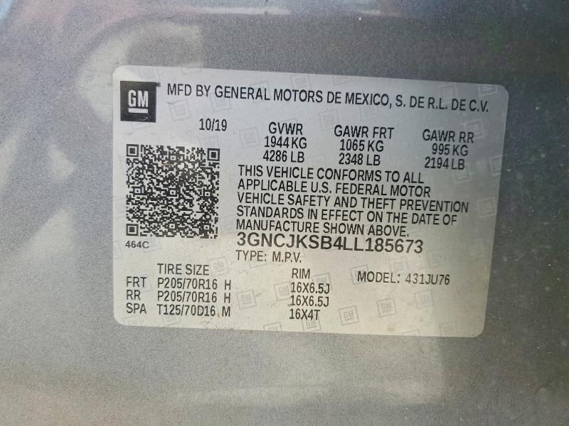 Продаж на аукціоні авто 2020 Chevrolet Trax, vin: 3GNCJKSB4LL185673, номер лоту: 58220976