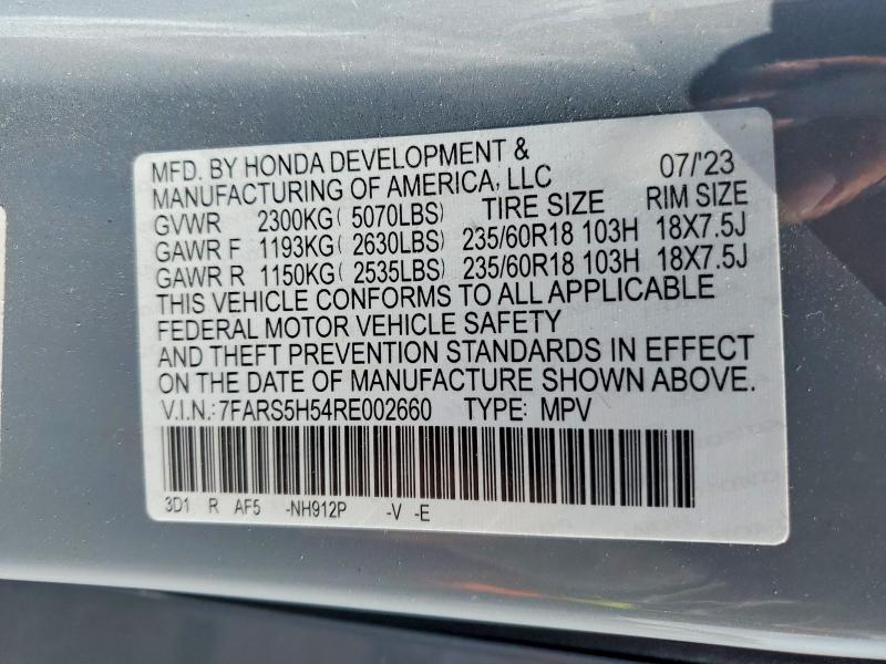 Продажа на аукционе авто 2024 Honda Cr-v, vin: 7FARS5H54RE002660, номер лота: 56631946