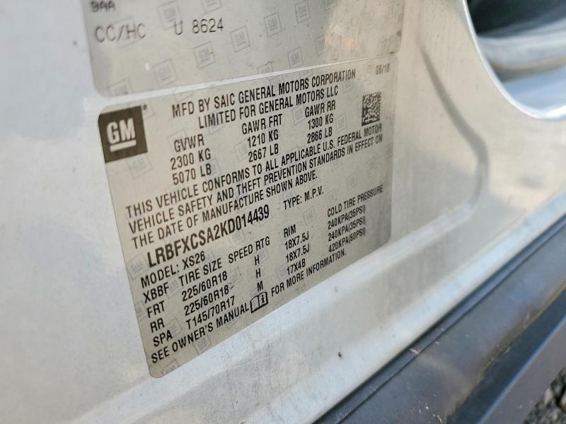 56153056 :رقم المزاد ، LRBFXCSA2KD014439 vin ، 2019 Buick Envision مزاد بيع